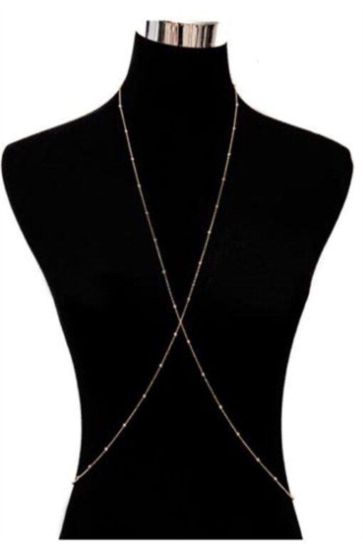 Toptan Kadın Mini Top Boncuklu Stylish Vücut Zinciri, Bel Zinciri, Vücut Aksesuarı - Gold – Image 2