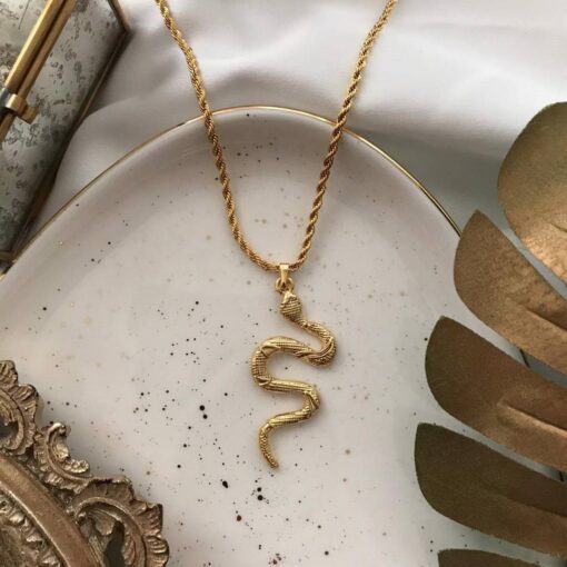 ⁦Toptan Yılan Figürlü Gold Kolye⁩ - الصورة ⁦2⁩