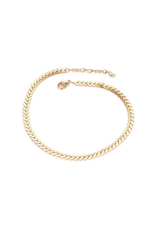 Toptan Happy yaprak  Balık Sırtı Zincir Tasma Kolye Gold - Image 5