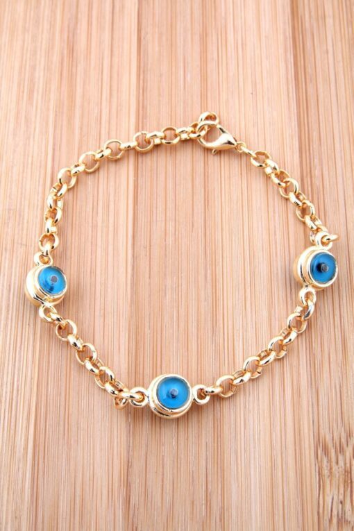 Bracelet de perles plaqué or contre le mauvais œil