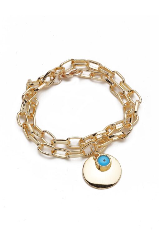 Großhandel Gold Gelb Double Wrap Evil Eye Armband