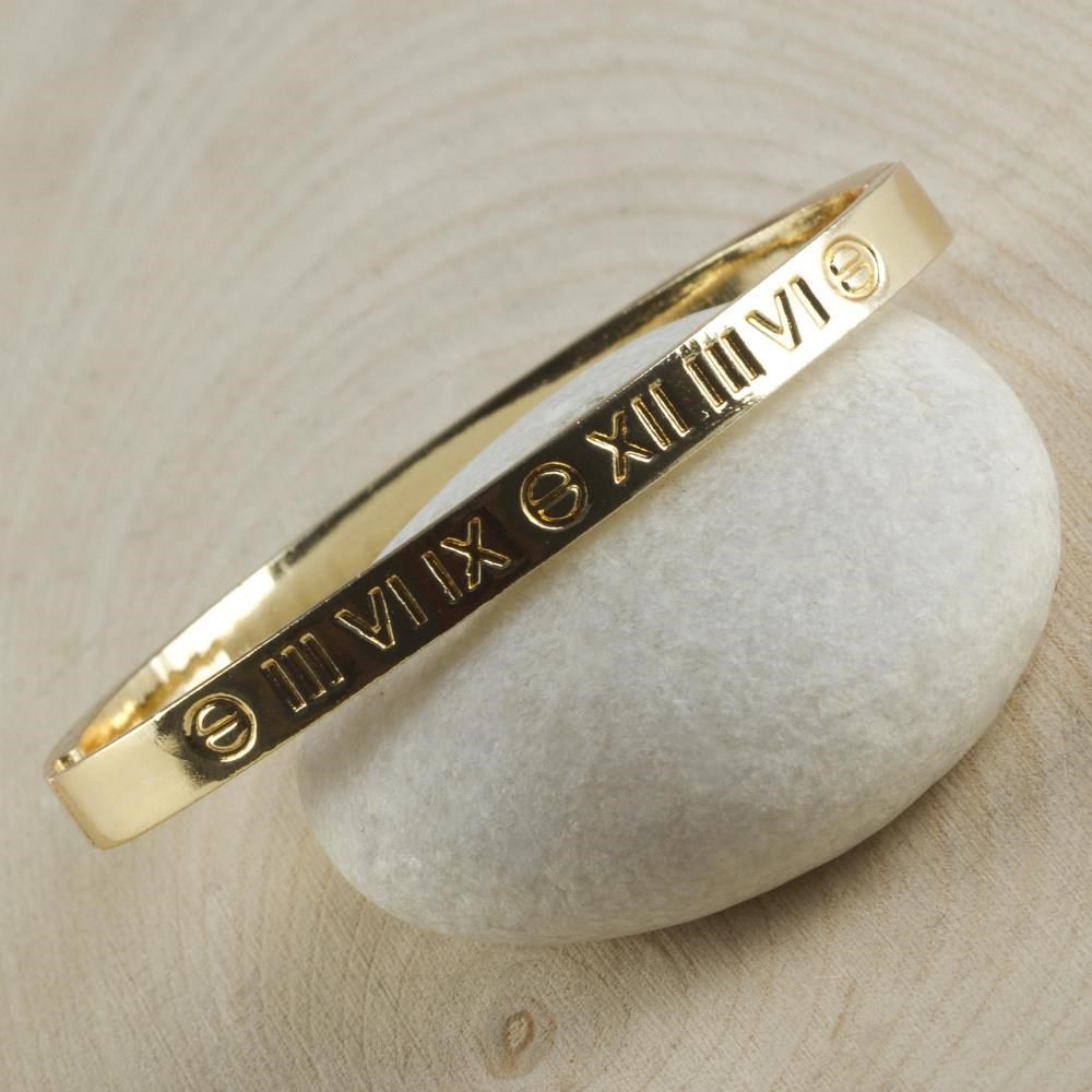 Toptan Roma Rakamlı Cartier Model Kelepçe Altın Renk 1 Toptan Roma Rakamlı Cartier Model Kelepçe Altın Renk