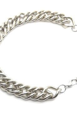 Wholesale Thick 6mm Tightly Spaced Flat Chain Bracelet Silver Color