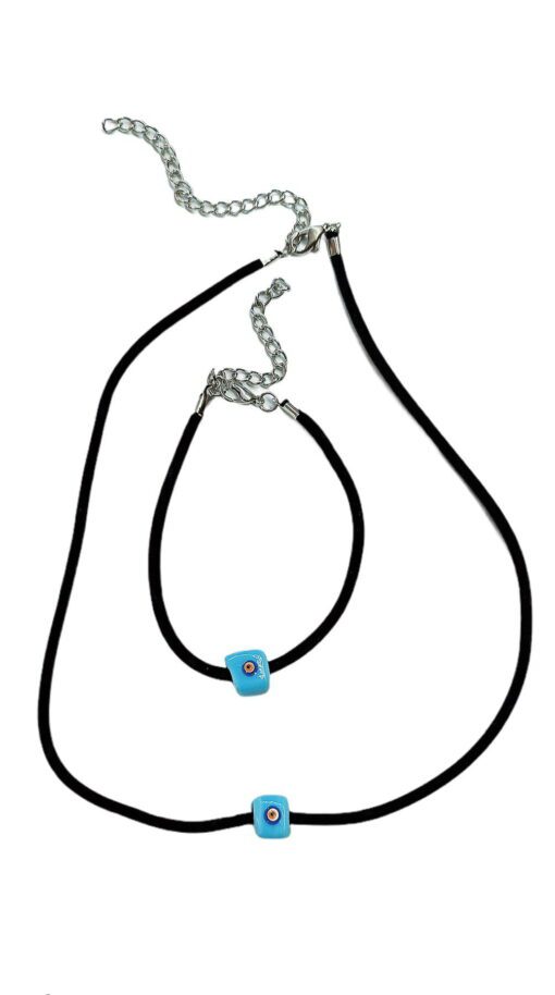 Großhandel Glasauge Samt Halskette und Armband Set