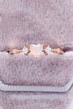 Toptan Minimal Kalp Beyaz Taşlı Ayarlanabilir Kadın 14 K Gold Altın Kaplama Yüzük 5 0d016d84084748969c37e18588f53263