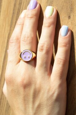 Wholesale Purple Color Gold Plated Adjustable Smiley Face Ring 11 1a4c293aeb1d4e658b241d354faf1c6c