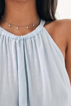 Collier étoile géométrique couleur argent en gros, collier chaîne couleur argent, collier ras du cou pour femmes