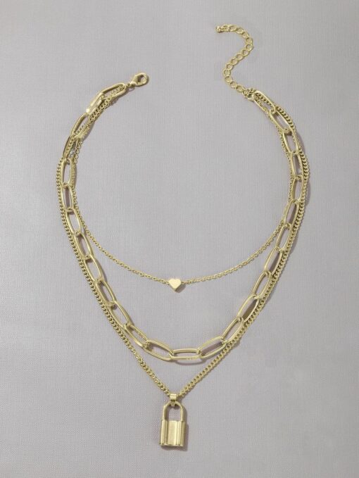 Collier ras du cou multicouche doré pour femme