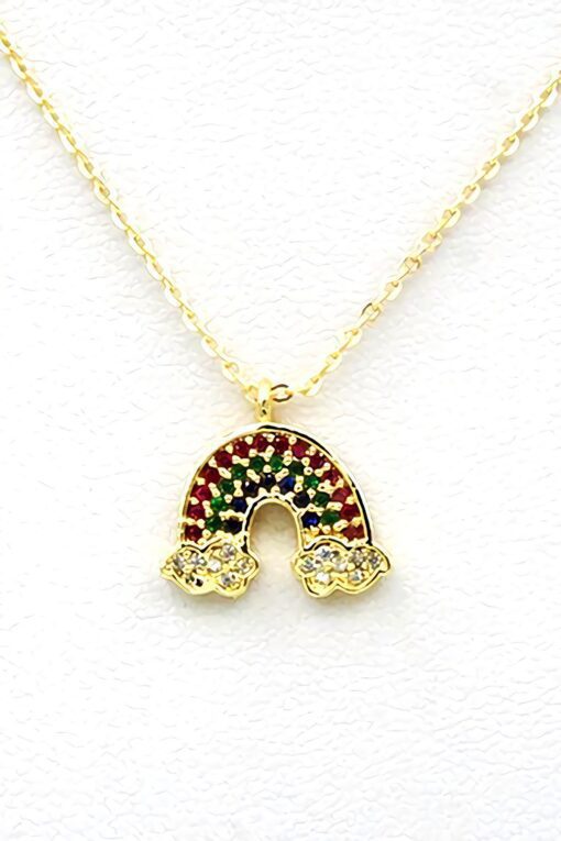 Wholesale Gold Color Zircon Stone Necklace Rainbow Necklace