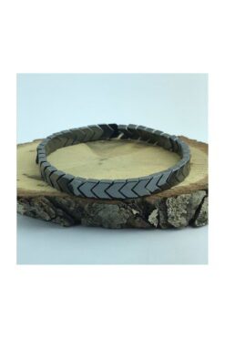 Bracelet unisexe en hématite avec motif flèche et sergent