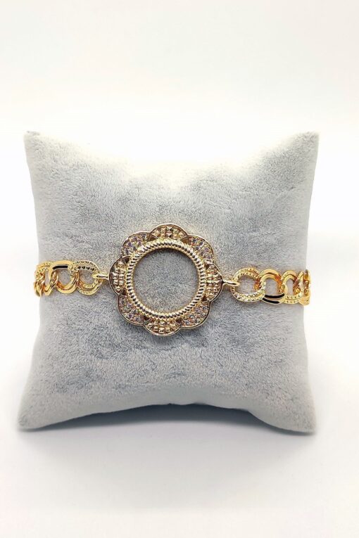 Großhandel Gold Farbe Zirkon Stein Viertel Gold Set frauen Armband Rahmen 533