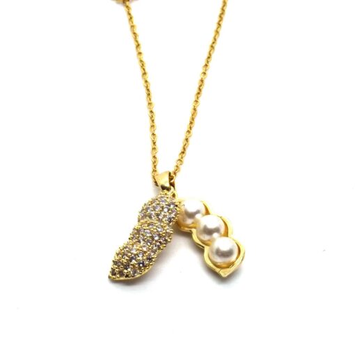 Collier multi-pierres en acier couleur or avec perles cachées, modèle cacahuète, 694