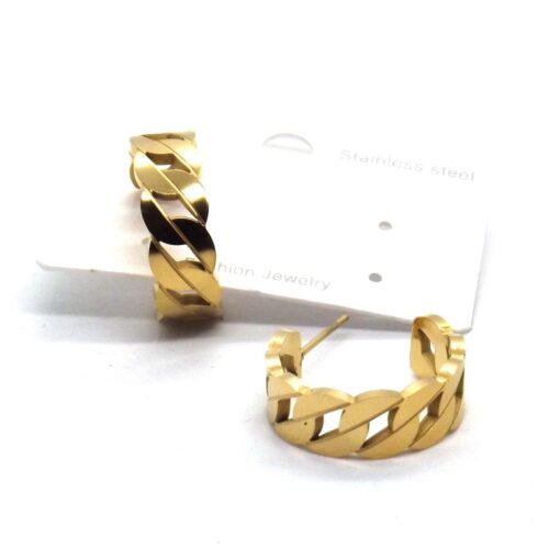 Wholesale Gold Color Steel Chain Motif Earrings 689