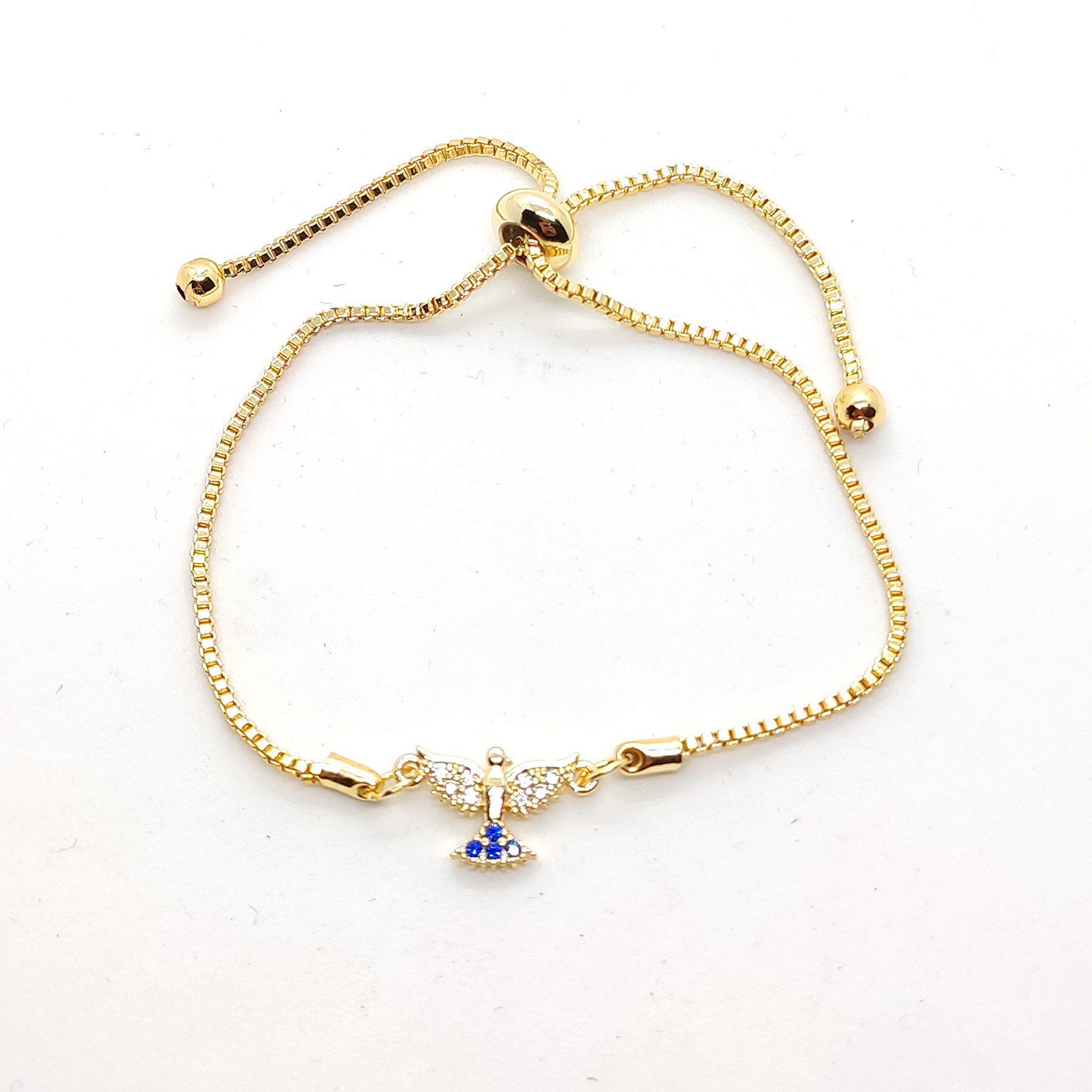 Toptan Altın Renk Zirkon Taşlı Kuş Asansör Bileklik 1 Toptan Altın Renk Zirkon Taşlı Kuş Asansör Bileklik