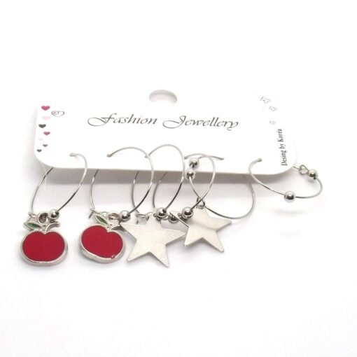 Boucles d'oreilles en forme de pomme émaillée couleur argent, vente en gros, 646