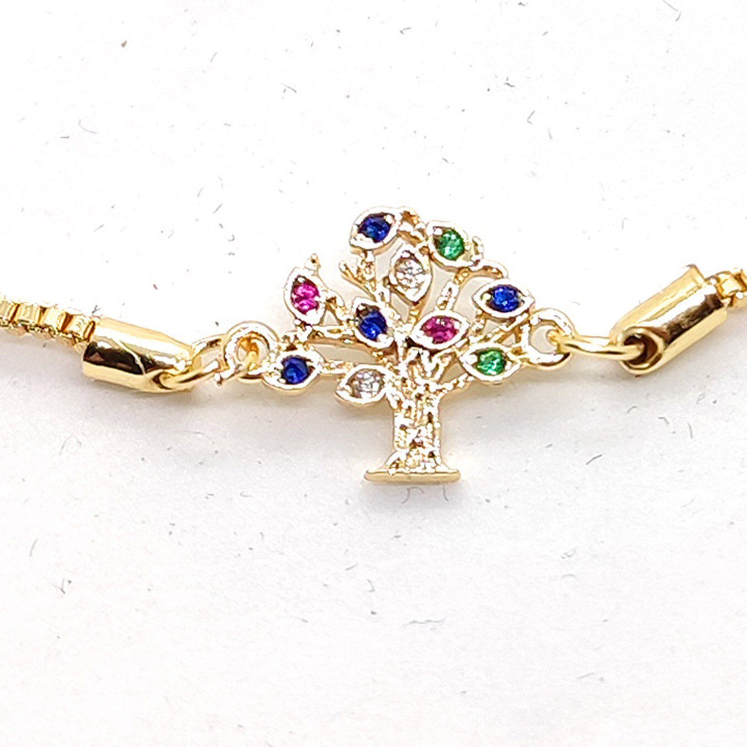 Toptan Altın Renk Zirkon Taşlı Hayat Ağacı Soy Ağacı Asansör Bileklik 1 Оптовая продажа золотого цвета циркон камень дерево жизни семейное дерево лифт браслет