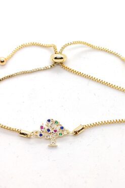 Toptan Altın Renk Zirkon Taşlı Hayat Ağacı Soy Ağacı Asansör Bileklik 3 b141e5cf09984e73852b69f20cc40d22