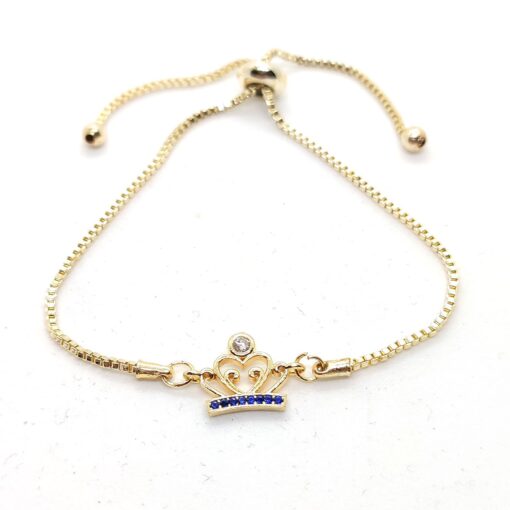 Bracelet d'ascenseur de couronne de roi de pierre de Zircon de couleur d'or en gros avec quelques pierres
