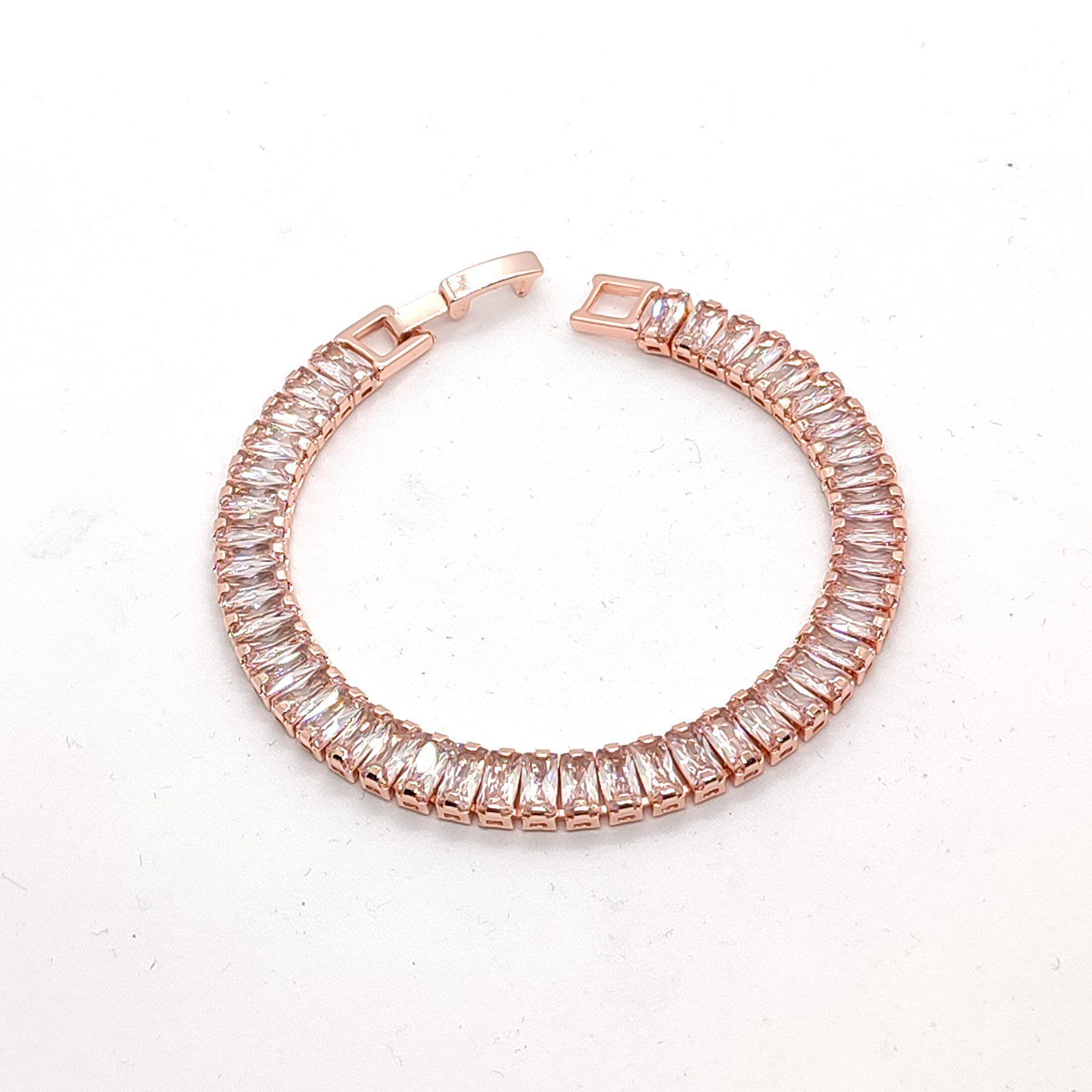 Toptan Rose Renk Zirkon Baget Taşlı Bileklik 1 Bracelet en pierre baguette en zircon couleur rose en gros