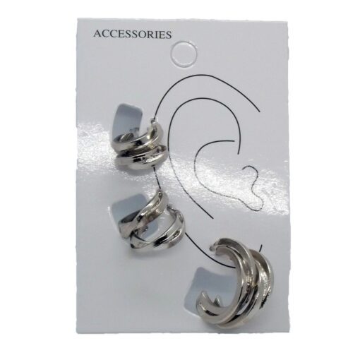 Wholesale Silver Color Hoop Combination Earring 634