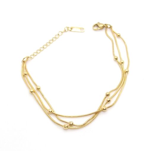 Großhandel Gold Farbe Stahl 3-Link Kette Ball detaillierte Armband