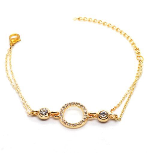 Großhandel Gold Farbe Stein Hohl Runde Figured Doppel Kette Armband 888