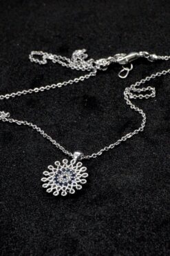 Toptan Gümüş Renk Zirkon Taşlı Yuvarlak Nazar Sonsuzluk Kolye 852 5 07c722392b57448fa1f242108e9a9510