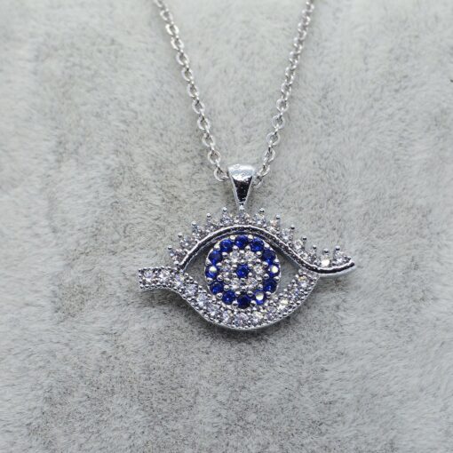 Wholesale Argent Couleur Zircon Stone RA Eye Necklace 777