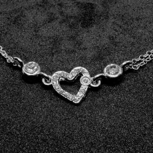 Wholesale Silver Color Stone Heart Figured Double Chain Bracelet 906