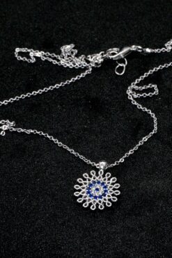 Toptan Gümüş Renk Zirkon Taşlı Yuvarlak Nazar Sonsuzluk Kolye 852 7 3c6175b3cb2146e380d2033a2eeccb3b