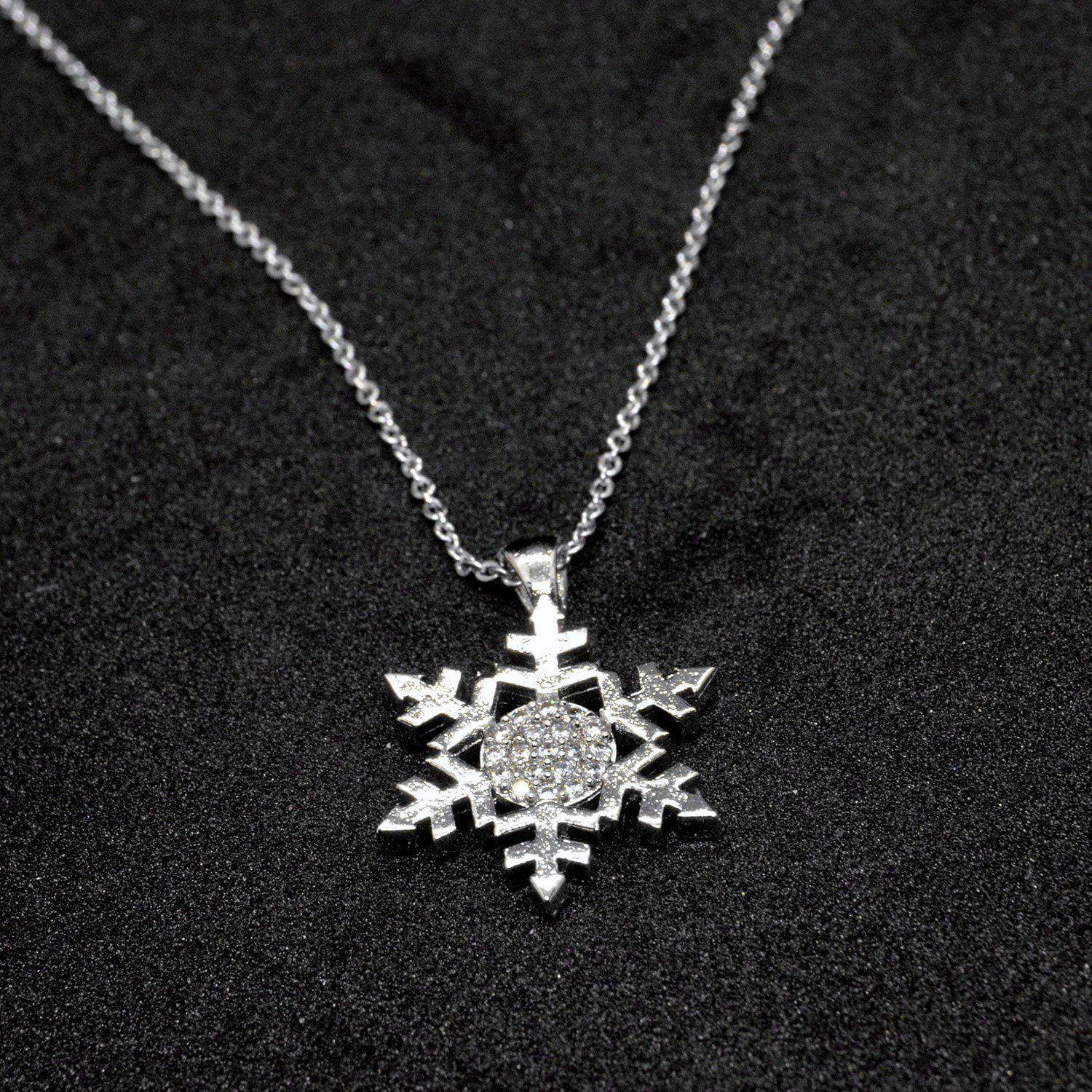 Toptan Gümüş Renk Zirkon Taşlı Büyük Kar Tanesi Kolye 849 1 Ожерелье-снежинка из серебряного камня циркония, опт, 849