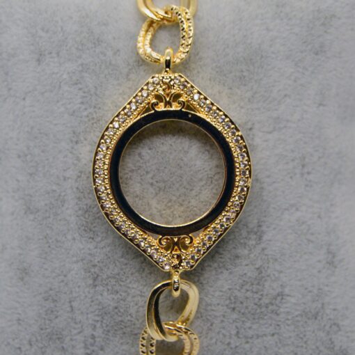 Großhandel Gold Farbe Zirkon Stein Quartal Gold platziert Damen Armband Frame 767