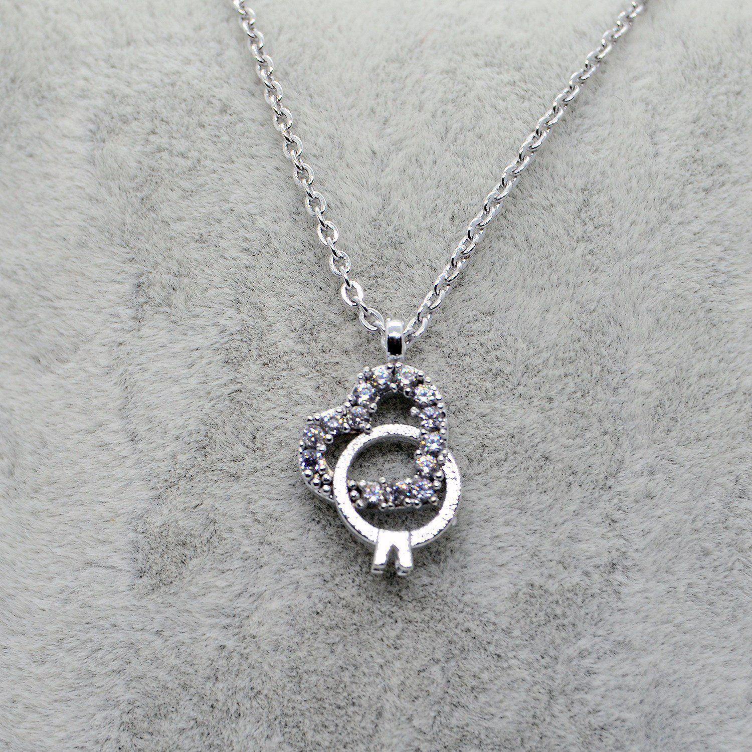 Toptan Gümüş Renk Zirkon Taşlı Kolye Kalp Yüzük Kolye 792 1 Grossiste Argent Couleur Zircon Pierre Pendentif Anneau Coeur Collier 792