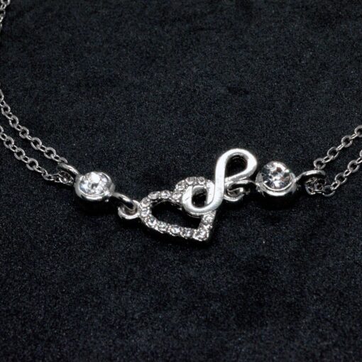 Bracelet double chaîne infini en forme de cœur couleur argent, vente en gros, 910