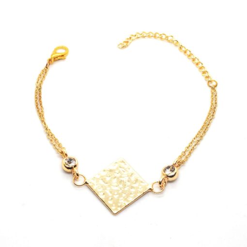 Großhandel Gold Farbe Platz Figured Doppel Kette Armband 912