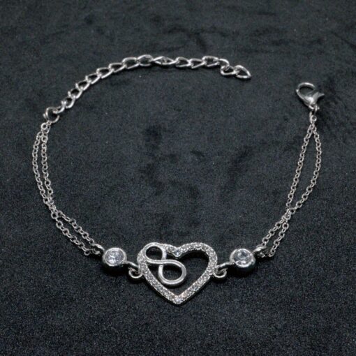 Bracelet double chaîne argenté avec motif cœur et infini, vente en gros, 891