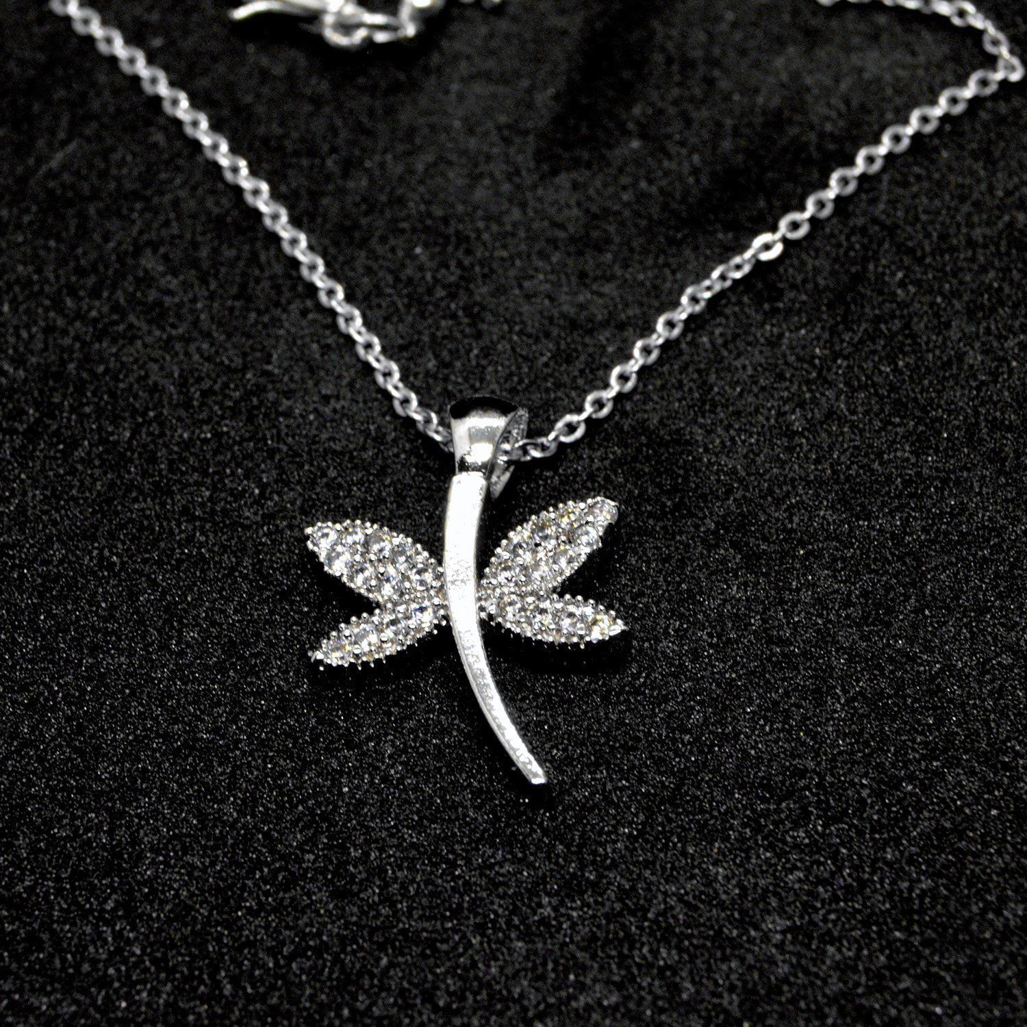 Toptan Gümüş Renk Zirkon Taşlı Yusufcuk Kolye 851 1 Оптовая продажа серебряного цвета циркон камень стрекоза ожерелье 851