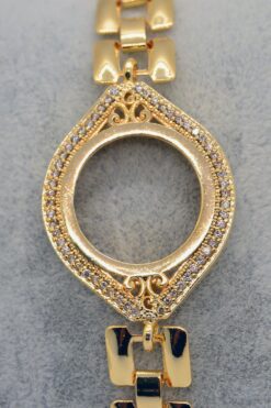 Bracelet pour femme avec pierres de zircone couleur or et quart de cercle, monture 768