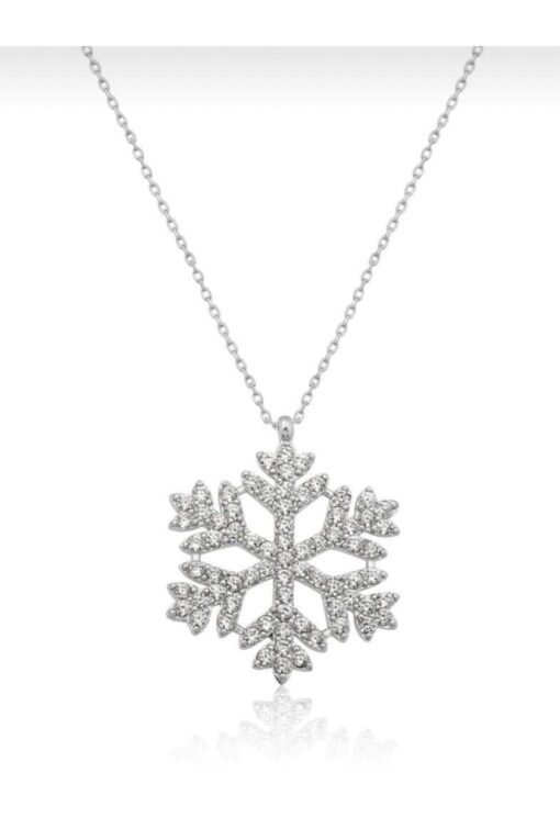 Großhandel Silber Farbe frauen Schneeflocke Halskette Zirkon Weiß Stein Schneeflocke Halskette 813
