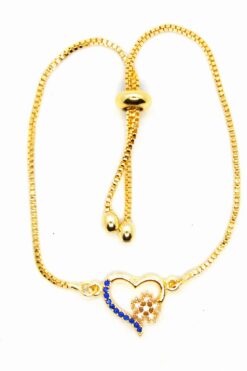 Toptan Altın Renk Kalp Mavi Beyaz Taşlı Asansör Bileklik 926 3 12331cbb64f3440289fc858d60086c96