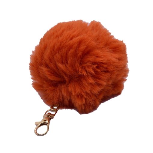 Großhandel Dunkelorange Farbe Plüsch Pompom Schlüsselanhänger 975