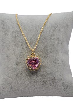 Toptan Altın Renk Zirkon Pembe Taşlı Kalp Kolye - 962 5 3e87cda4700c4e048ccc70902b1aec13