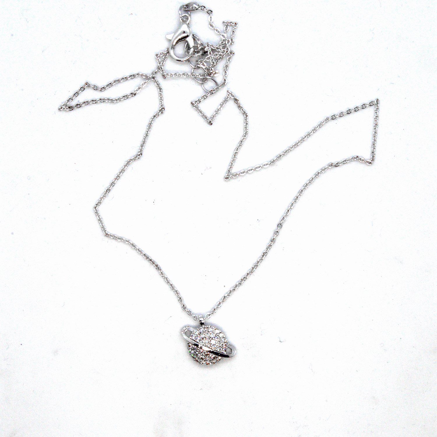 Toptan Gümüş Renk Zirkon Taşlı Satürn Gezegen Beyaz Taşlı Kolye 935 2 Toptan Gümüş  Renk Zirkon Taşlı Satürn Gezegen Beyaz Taşlı Kolye 935 - Görsel 2