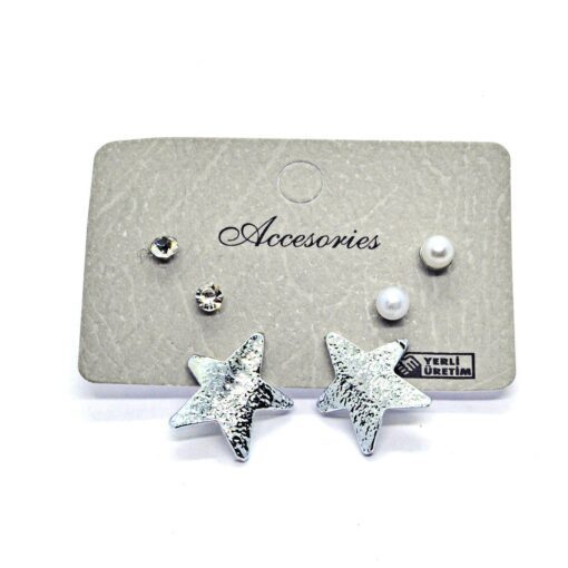 Wholesale Silver Color Combination Earrings Star 984