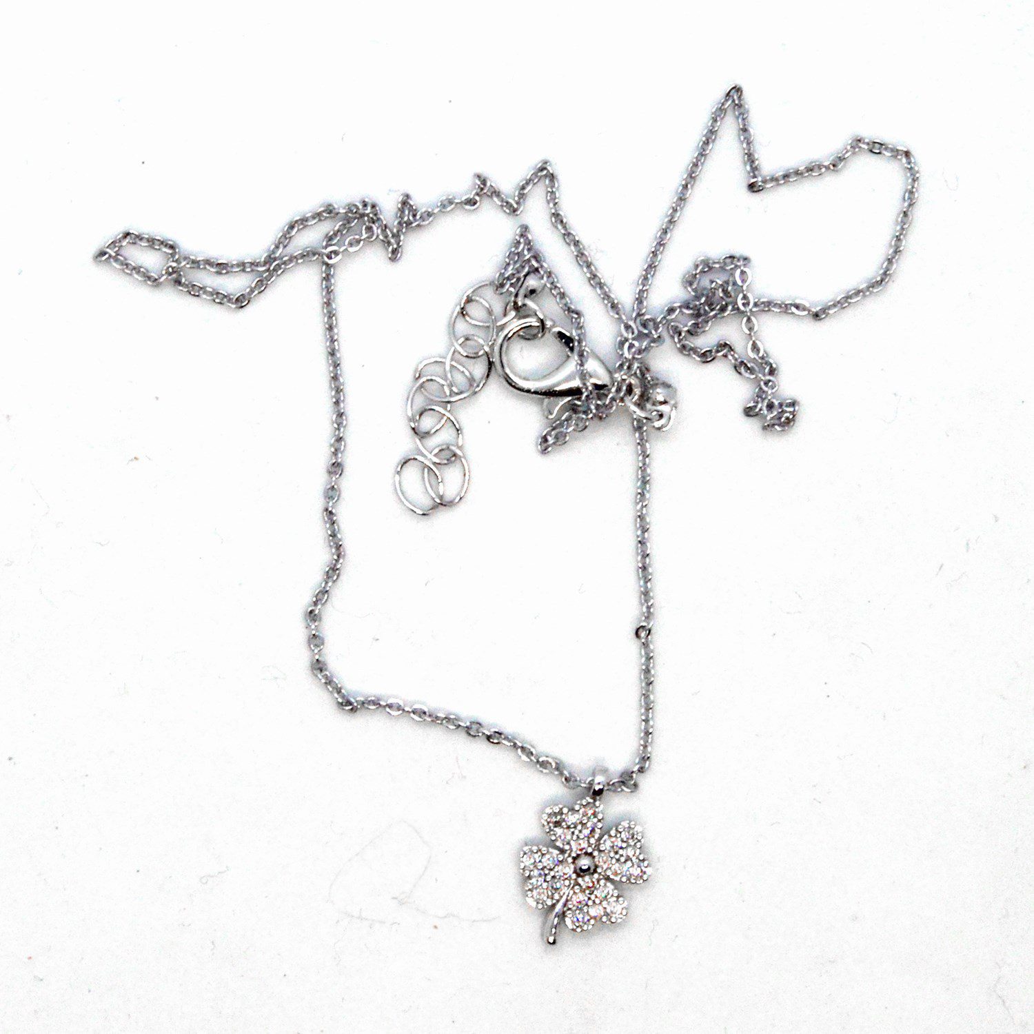 Toptan Gümüş Renk Zirkon Taşlı Yonca Beyaz Taşlı Kolye 934 4 Toptan Gümüş  Renk Zirkon Taşlı Yonca Beyaz Taşlı Kolye 934 - Görsel 4