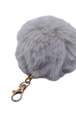 Toptan Gümüş Renk Peluş Ponpon Anahtarlık 971