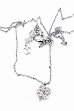 Toptan Gümüş Renk Zirkon Taşlı Yonca Beyaz Taşlı Kolye 934 8 ce332e22c17744b78227a7f34f774842