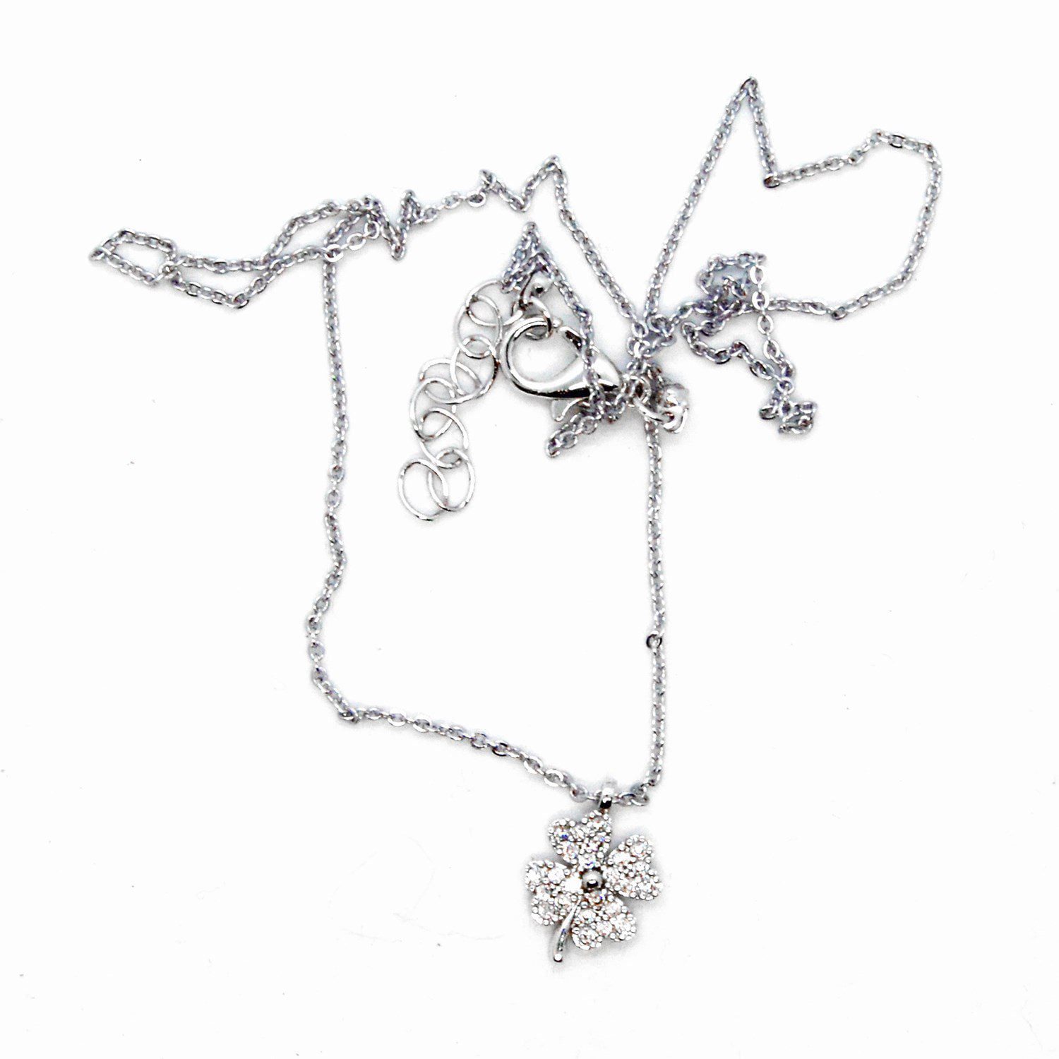 Toptan Gümüş Renk Zirkon Taşlı Yonca Beyaz Taşlı Kolye 934 3 Toptan Gümüş  Renk Zirkon Taşlı Yonca Beyaz Taşlı Kolye 934 - Görsel 3