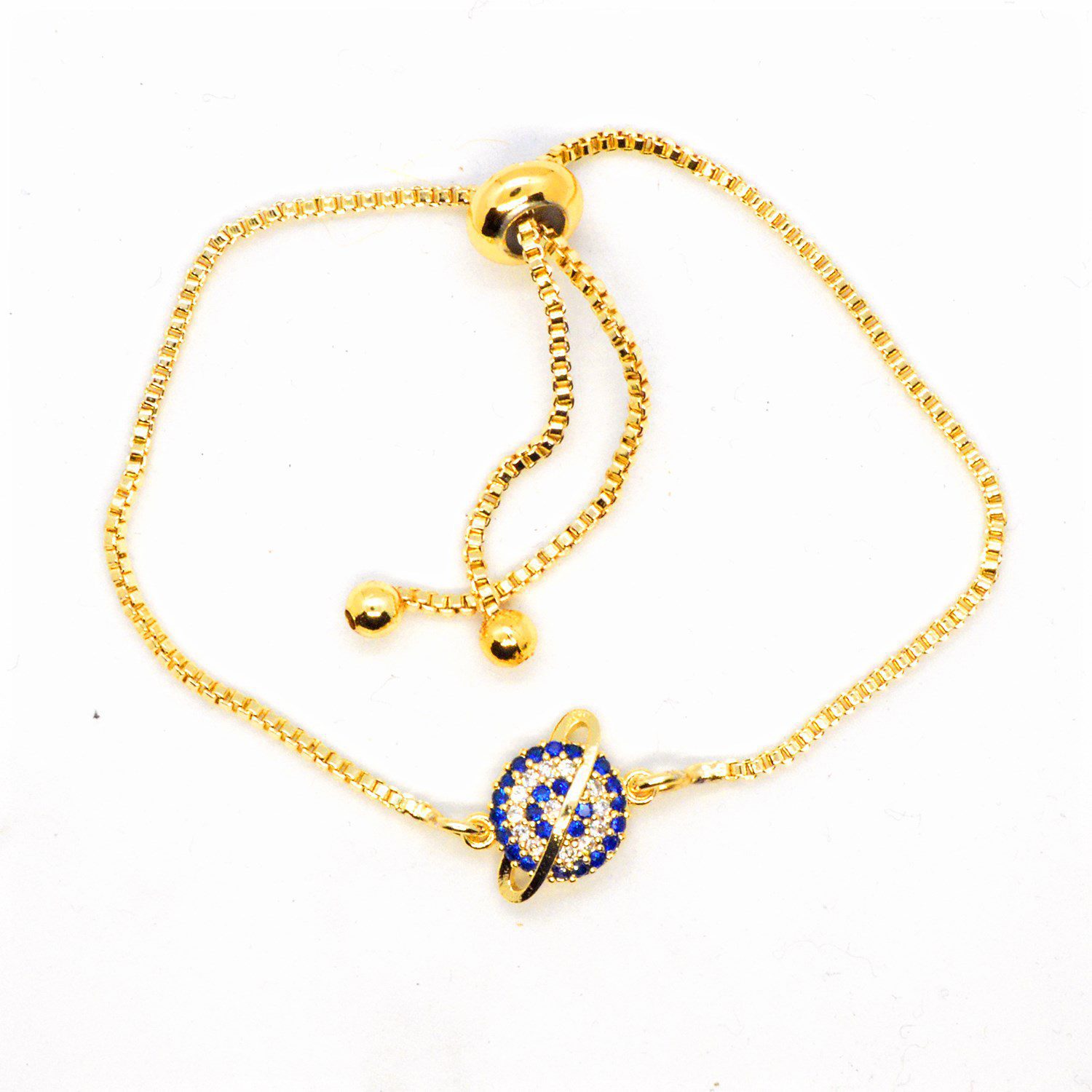 Toptan Altın Renk Satürn Gezegen Mavi Beyaz Taşlı Asansör Bileklik 931 2 Toptan Altın Renk Satürn Gezegen Mavi Beyaz Taşlı Asansör Bileklik 931 - Görsel 2