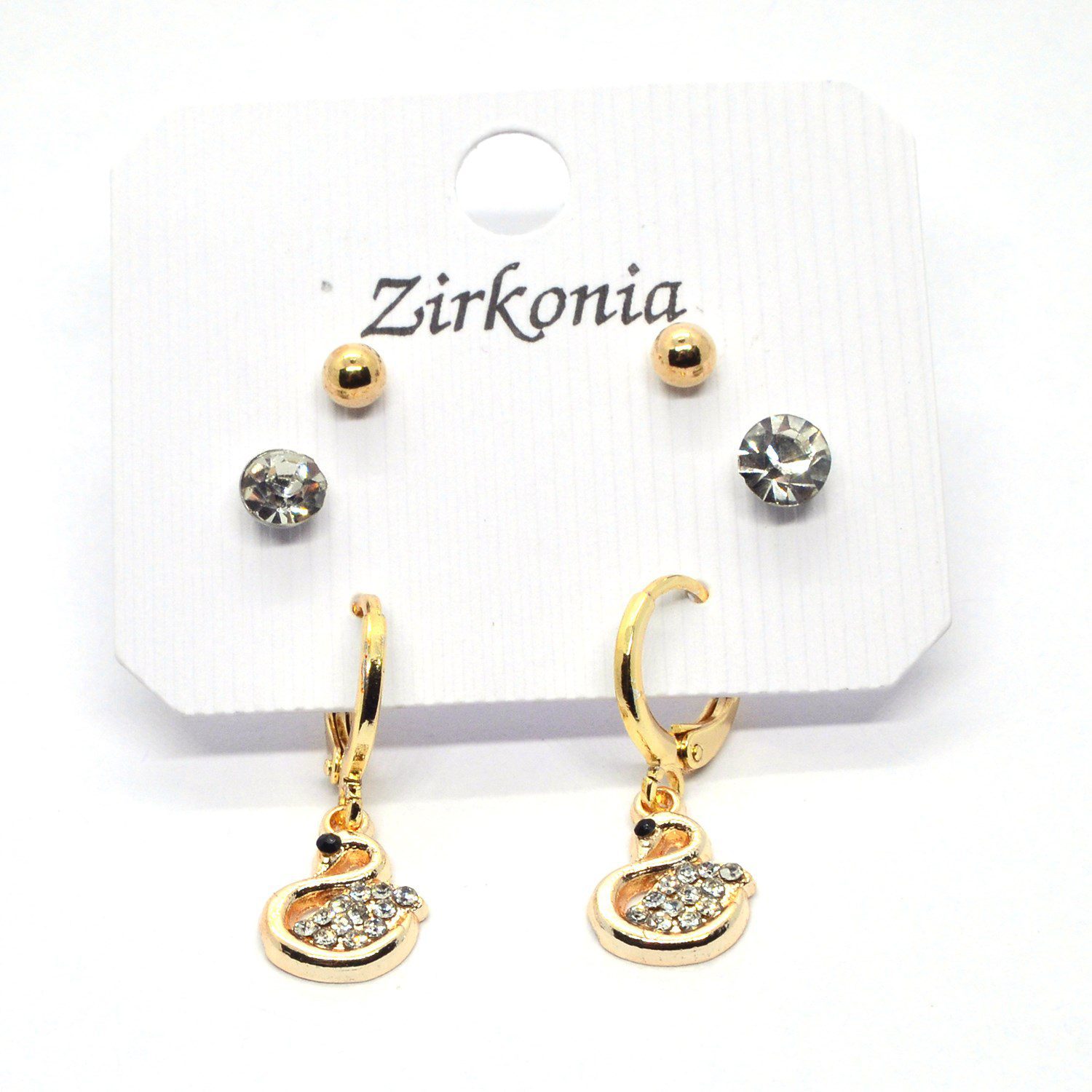 Toptan Altın Renk Zirkon Kuğu Küpe - 1084 1 Toptan Altın Renk Zirkon Kuğu Küpe - 1084